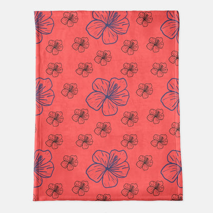 Hand Drawn Hibiscus Large Minky Luxury Blanket