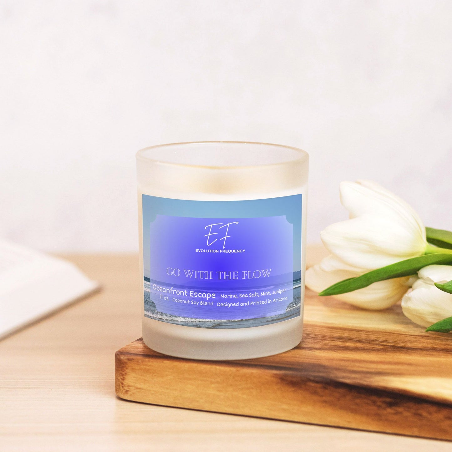 Oceanfront Escape - Luxury Candle Frosted Glass (Hand Poured 11 oz)