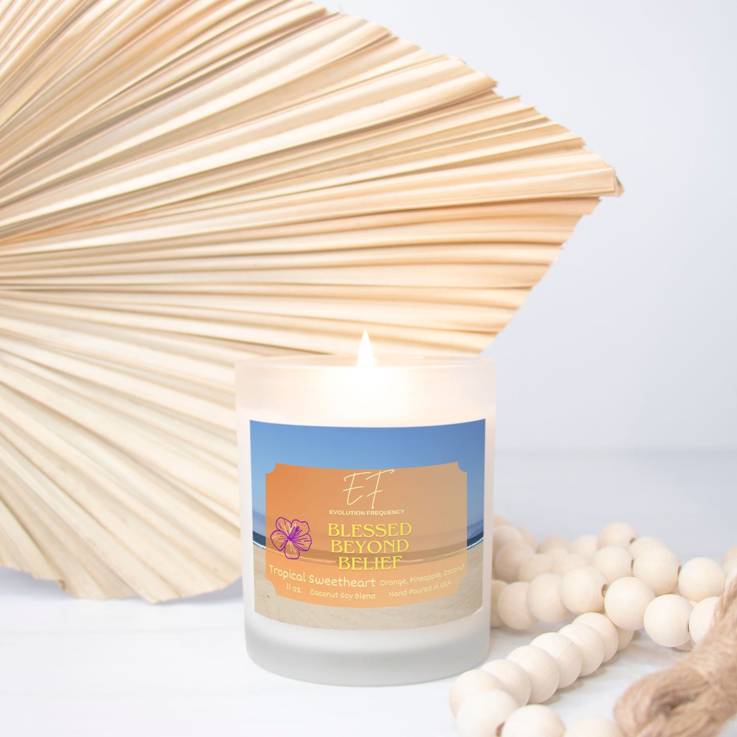 Tropical Sweetheart Candle Frosted Glass (Hand Poured 11 oz)