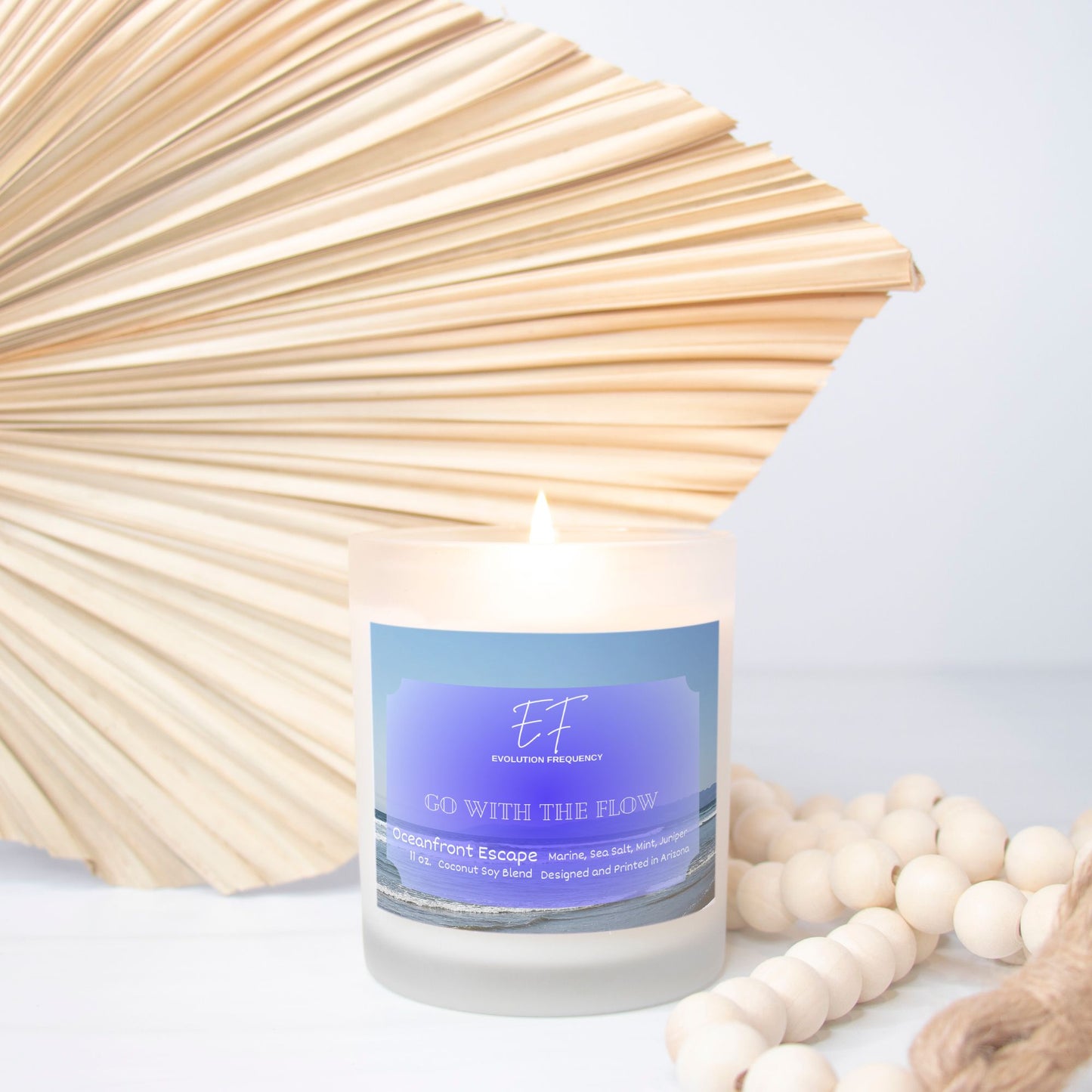 Oceanfront Escape - Luxury Candle Frosted Glass (Hand Poured 11 oz)