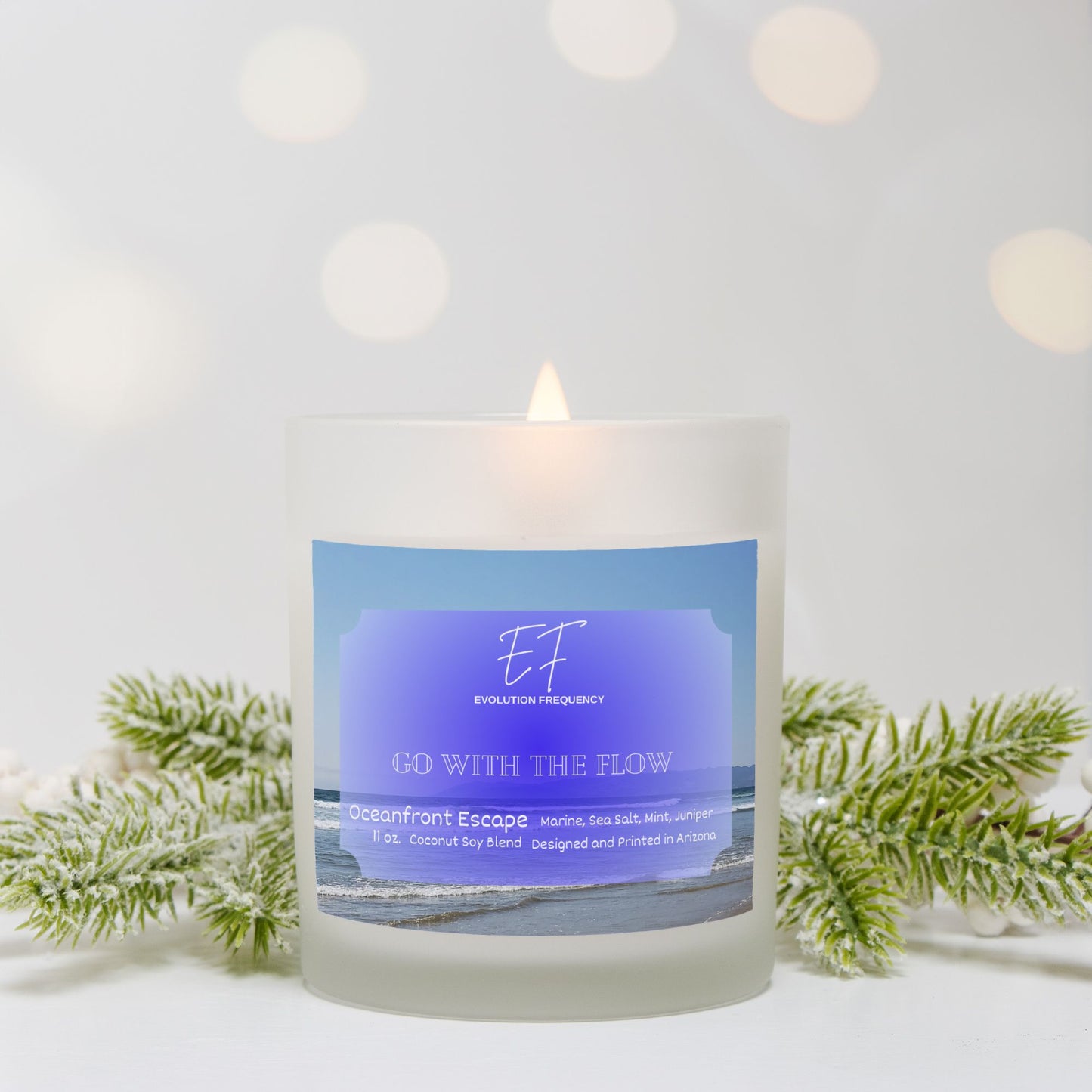 Oceanfront Escape - Luxury Candle Frosted Glass (Hand Poured 11 oz)